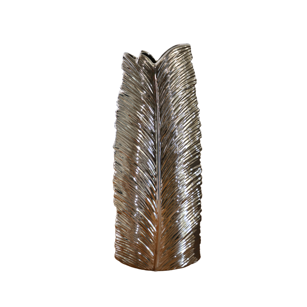 Vase en céramique argenté 15.5 x 8 x 39.5 cm Leroy Merlin