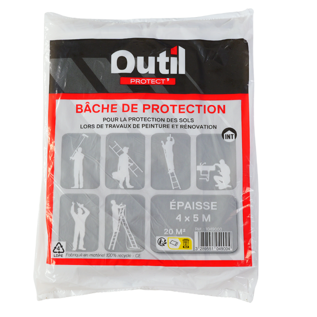 Bâche de protection épaisse 4x5m 20m² - OUTIL PARFAIT 1049000