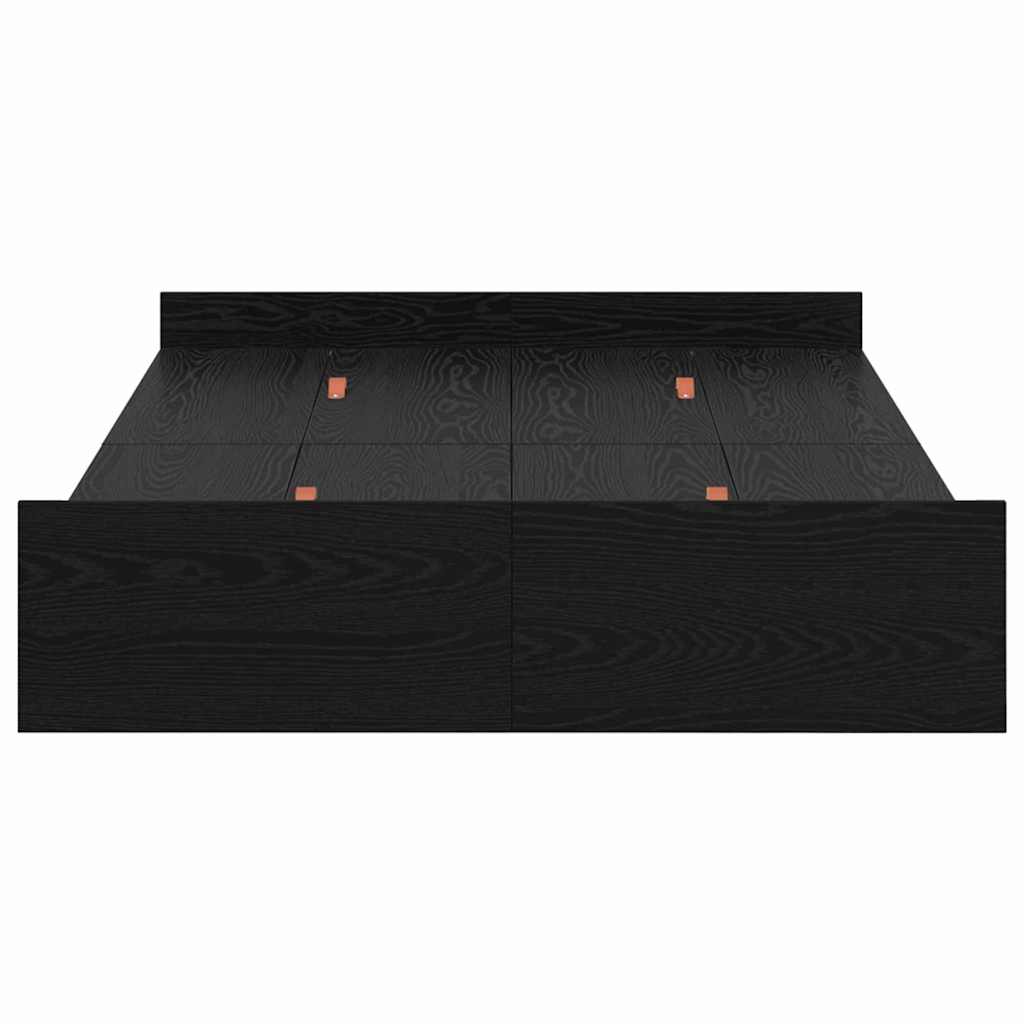 Cadre de lit avec rangement et tiroir, chêne noir, pour la chambre, 120 × 200 cm - 6