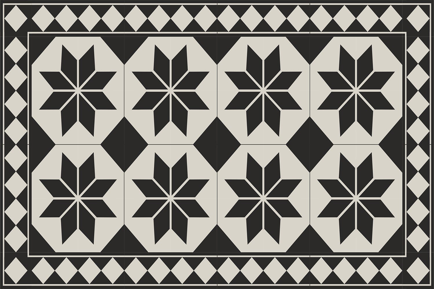 Mata winylowa czarno-białe gwiazdy dywan PCV do kuchni minimalistyczny dywanik winylowy 120x180 cm – Tulup - 2