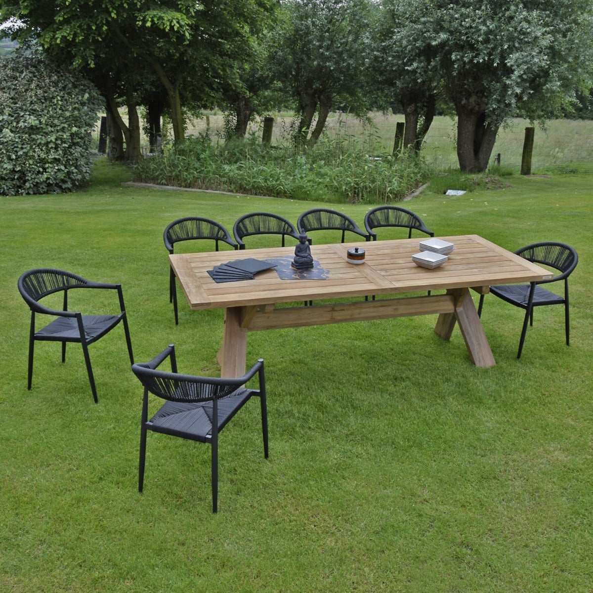 Fauteuil aluminium noir et corde tressée noire Casamance - 7