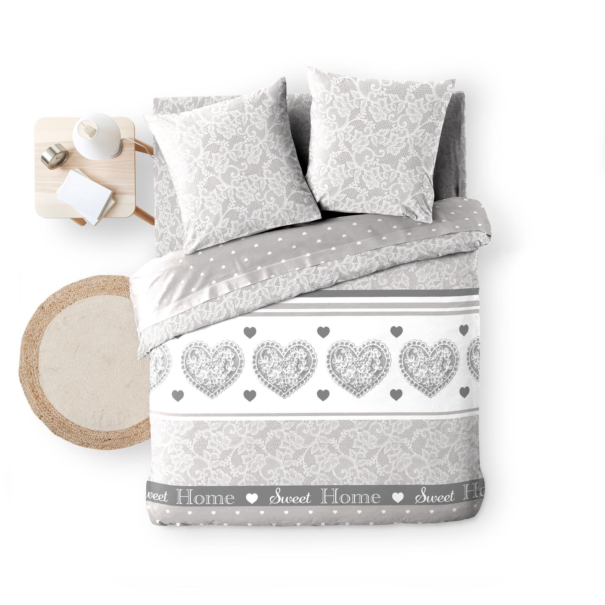 Parure de draps 4 pièces réversible – 100 % coton – Imprimé 57fils/cm² Lova - 4