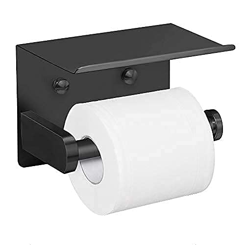 Uchwyt papier toaletowy ścienny uchwyt papier toaletowy uchwyt rolkę toaletową stali nierdzewnej montaż pomocą śrub lub taśmy samoprzylepnej czarny