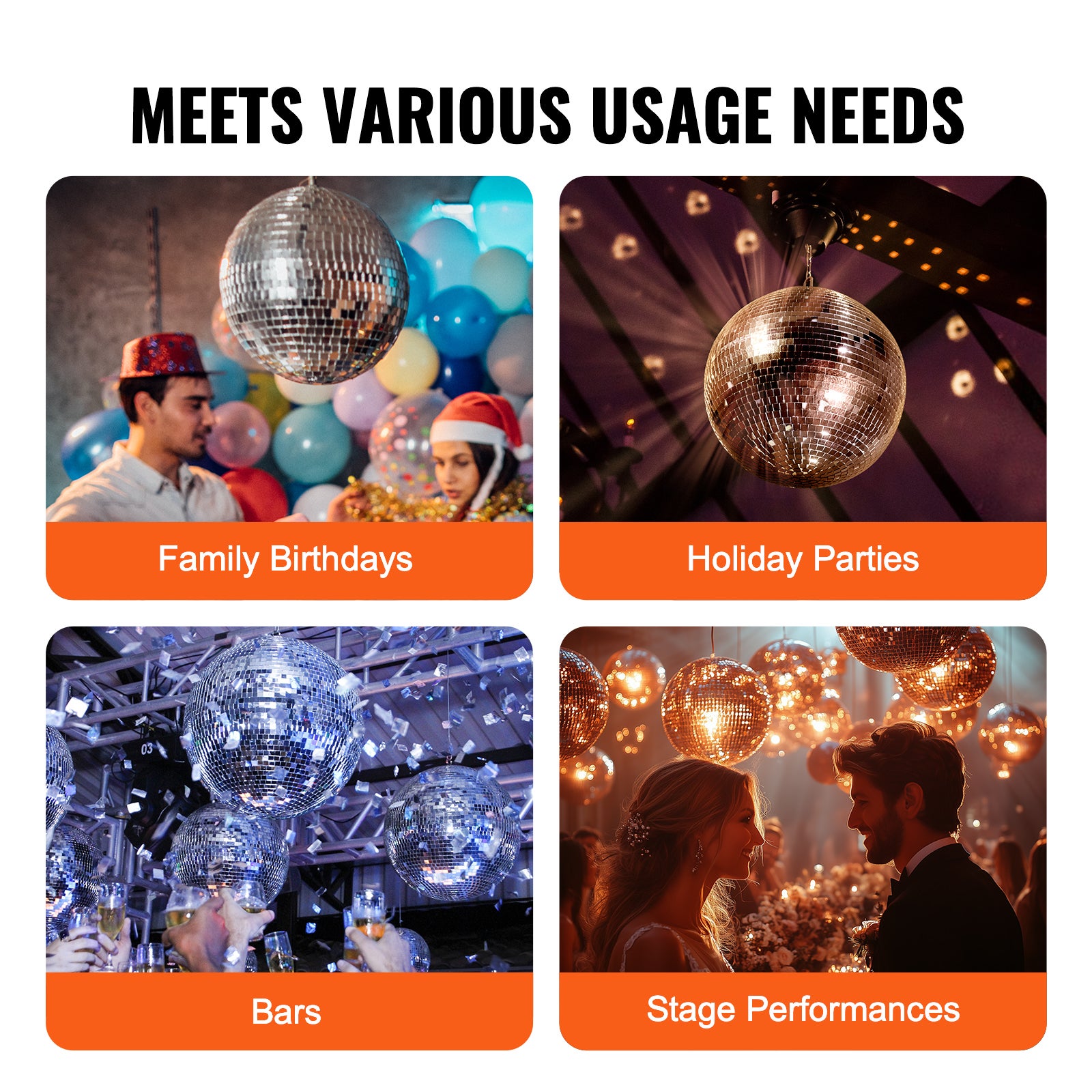 Boule disco miroir,SucceBuy 30,5 cm avec anneau de suspension pour fêtes. Décoration idéale pour DJ Club,mariages,anniversaires,Noël,Nouvel An - 7