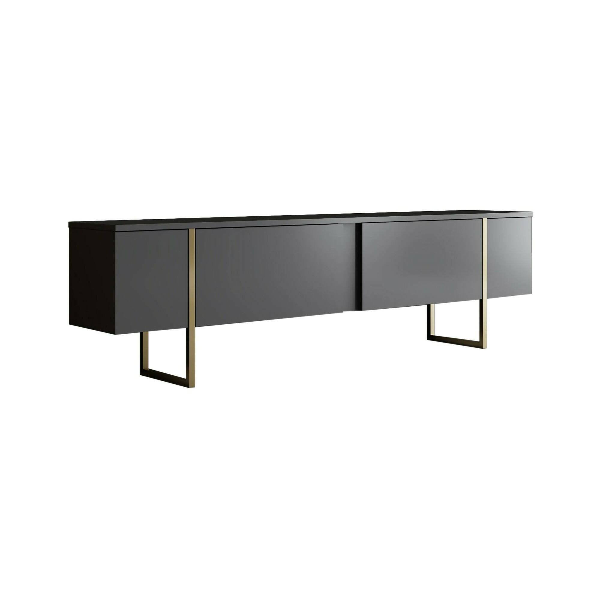 Mobile TV Centaurus Di Dmora - Credenza Soggiorno 180x30x50 Cm Noce E Oro - Foto 5