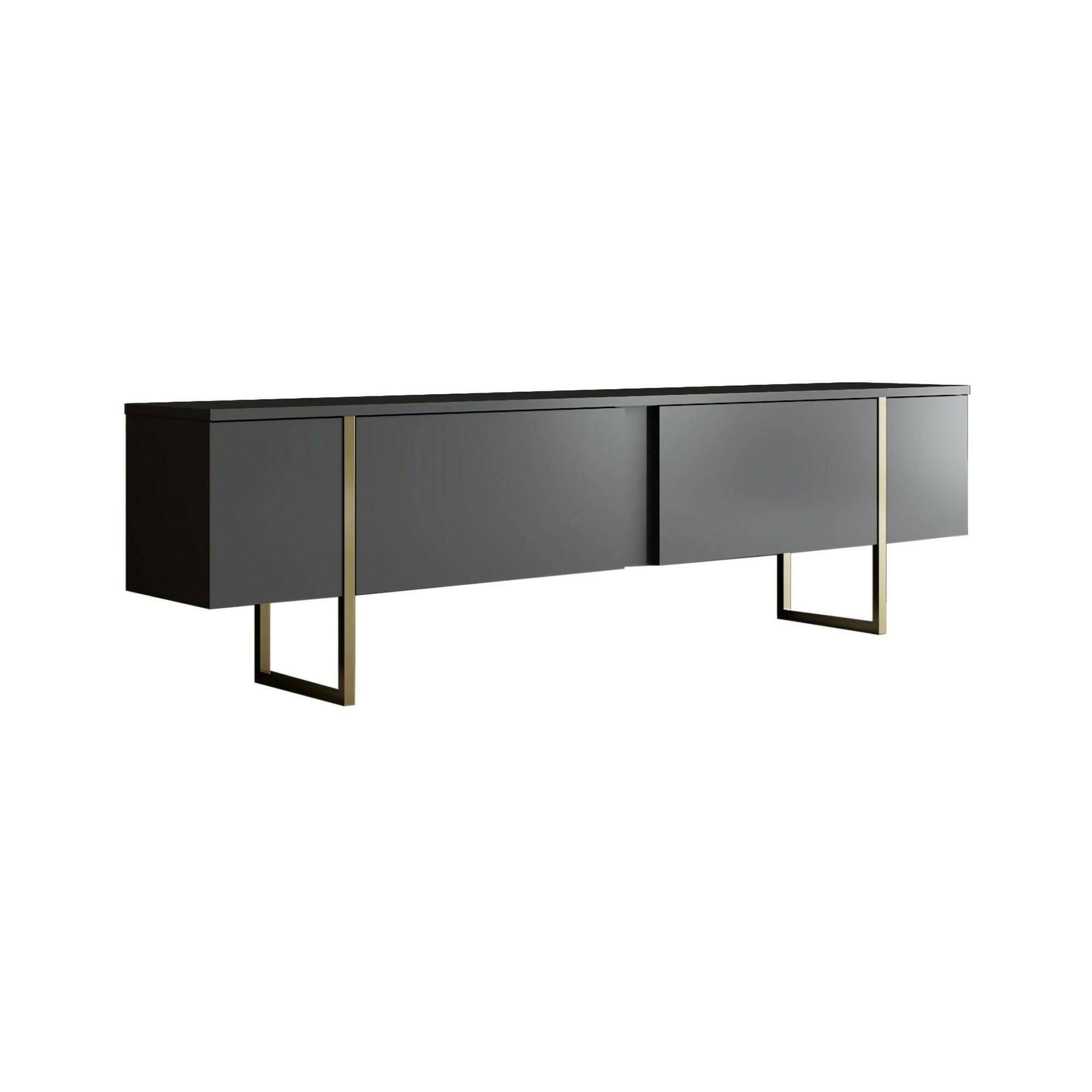 Mobile TV Centaurus Di Dmora - Credenza Soggiorno 180x30x50 Cm Noce E Oro - Foto 5