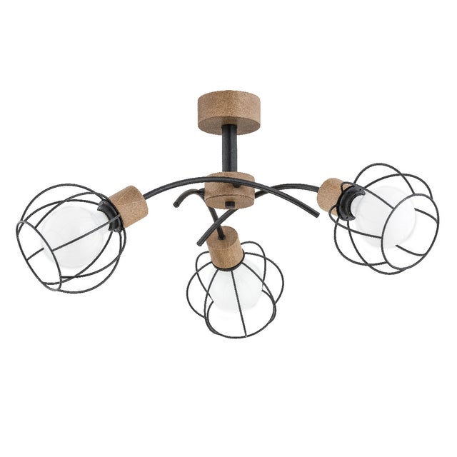 Lampa sufitowa wisząca Paloma jasne drewno-czarna 3xE27x15W wym: 31 x 75 x 72 cm metal Alfa