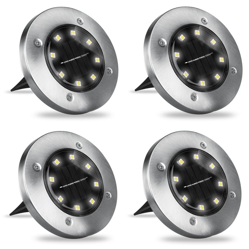 Lampa LED solarna 4szt ogrodowa 16xSMD IP44 zimna biel 6500K wbijana srebrzysta MasterLED