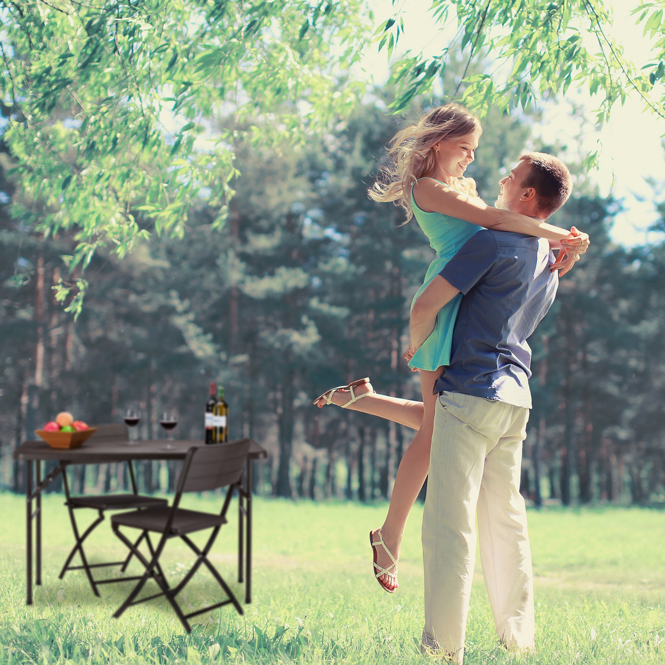 Table de jardin, effet bois, table pliable rectangulaire, en plastique, métallique, balcon 74x120x60, Relaxdays - 3