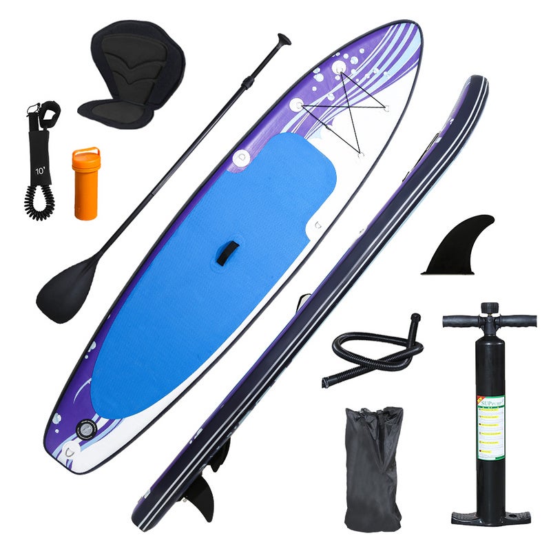 Paddleboard Gonfiabile SUP Con Accessori – Tavola Rigida In PVC Militare, Antiscivolo, Blu, Con Zaino, Pompa, Pagaia E Guinzaglio