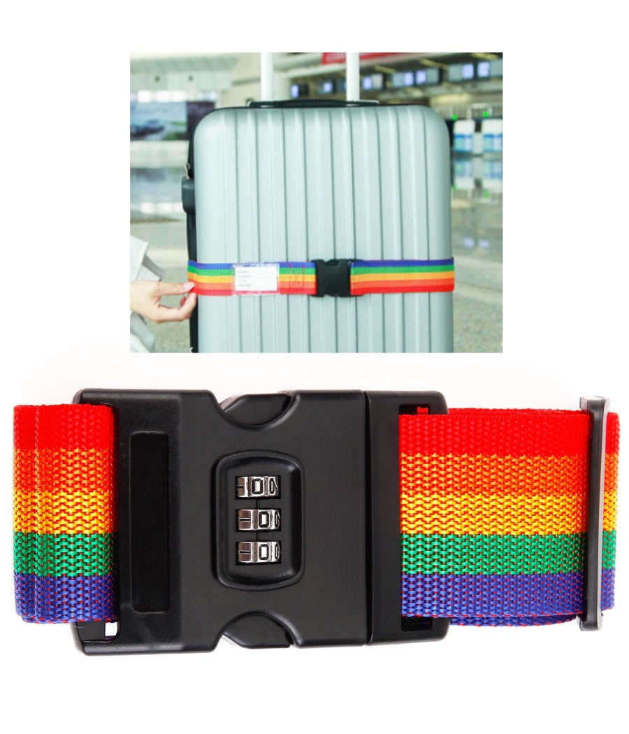 Cinghia Bagaglio Lucchetto Combinazione Regolabile Cinghia Valigia Amexo Con Lucchetto - Regolabile E Sicura Per Viaggi Cinghia Valigia Incrociata - Foto 6