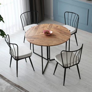 Table à Manger Extensible et Pliable avec Rangement Intégré, 3 Configurations et Finition Blanc-Or - Multifonctionnelle pour Cuisine et Salon | Leroy Merlin
