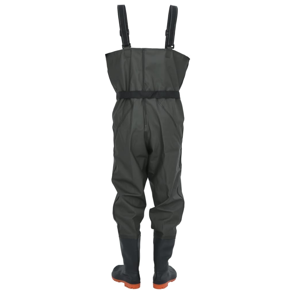 vidaXL Cuissardes avec bottes et ceinture vert foncé taille 41 - 4