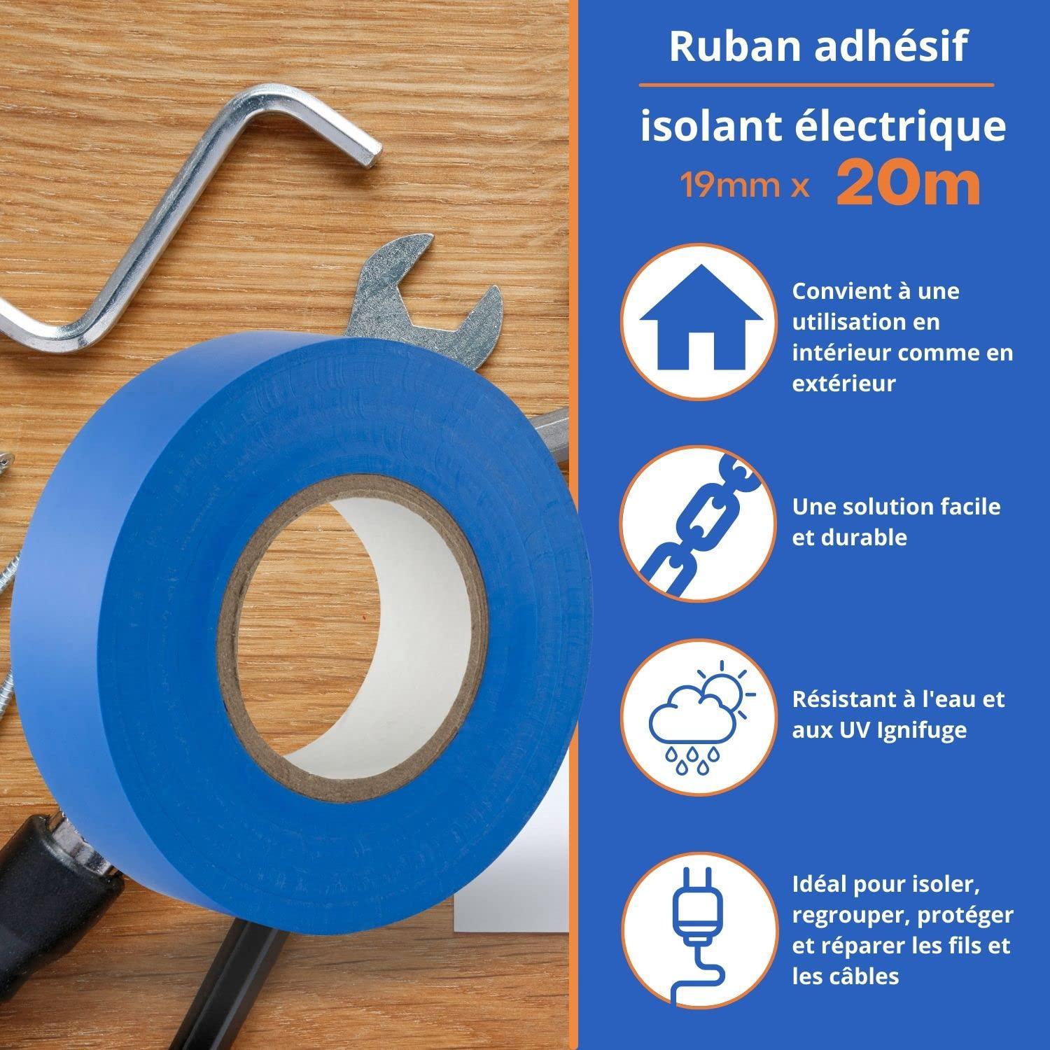 Nastro isolante elettrico nero - 17 mm x 10 m - resistente, autoadesivo - protegge, raggruppa e ripara i cavi - 1 rotolo - 3