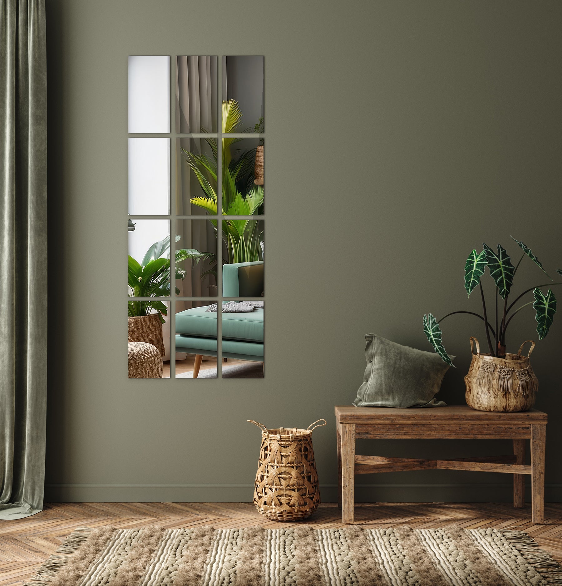 Lot de 6 Carreaux Miroir Autocollants 30x16 cm - Faciles à Appliquer, Effet Miroir - 3