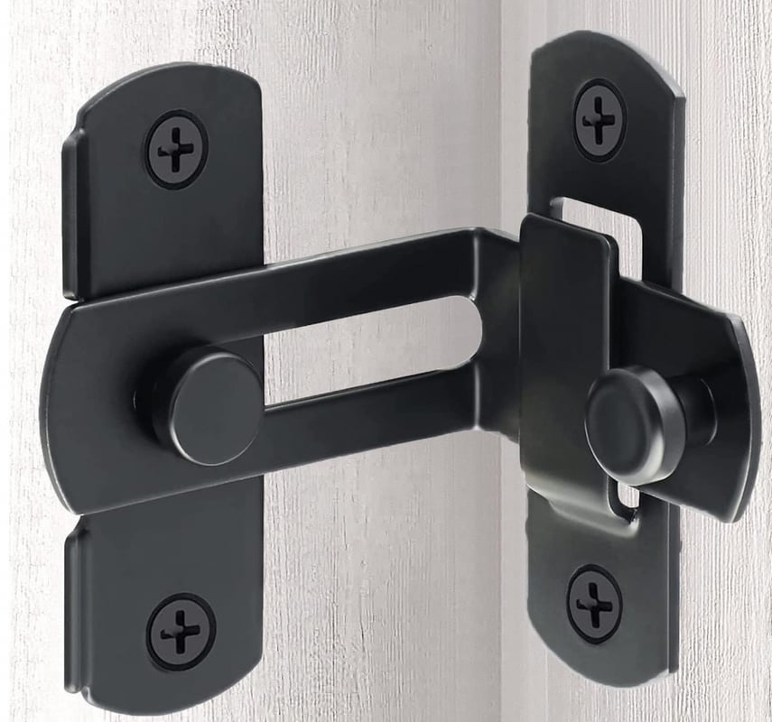 2 szt. Zamek kątowy do drzwi przesuwnych do stodoły, zatrzask do klapy drzwi przesuwnych, zamek bezpieczeństwa w kolorze czarnym