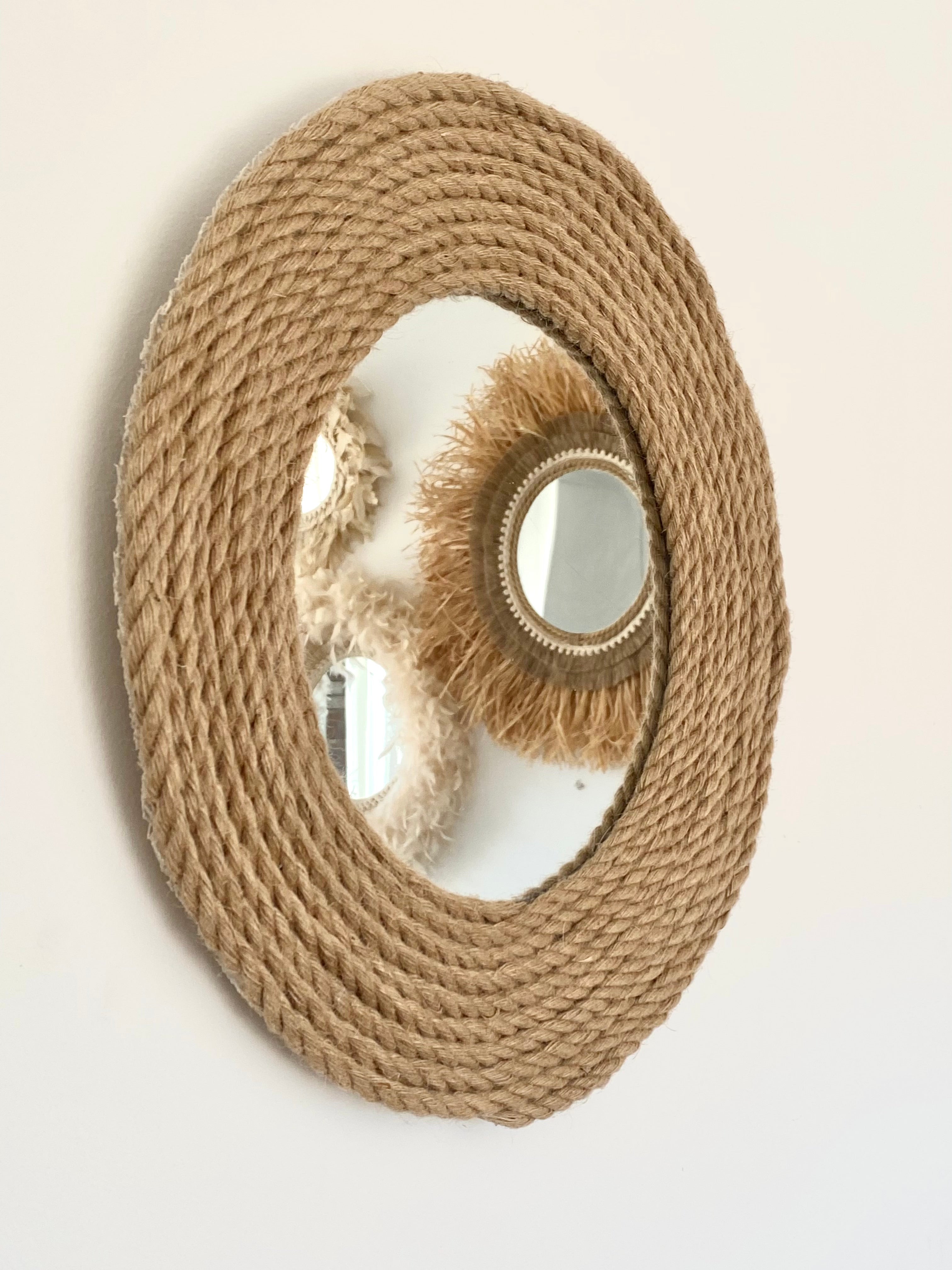 Miroir décoratif rond en corde de jute naturelle et fibres naturelles - MIRROR JUTE CORD 35cm - 2