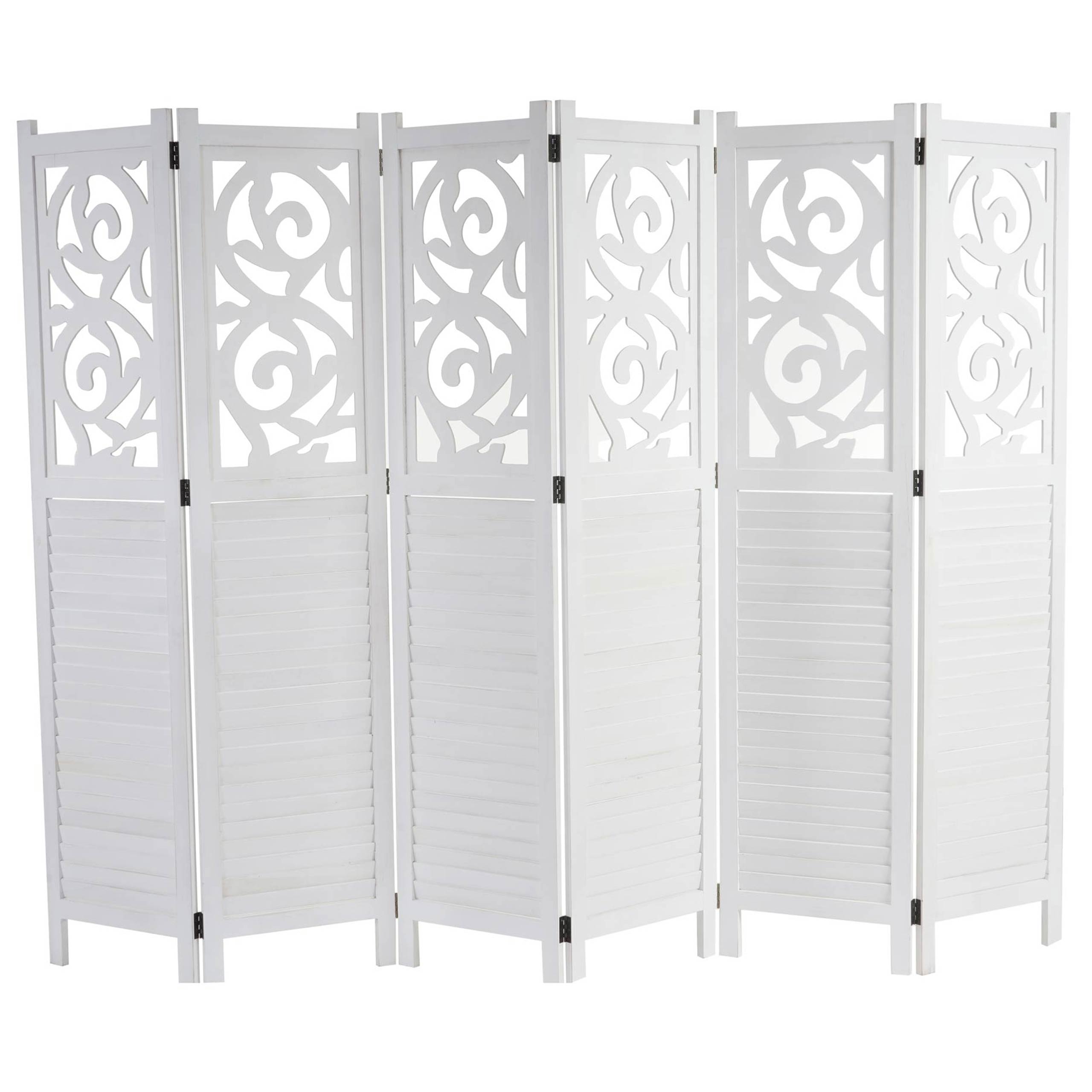 Biombo separador de ambientes plegable de 6 paneles 170x240cm en madera blanca 04_0003945