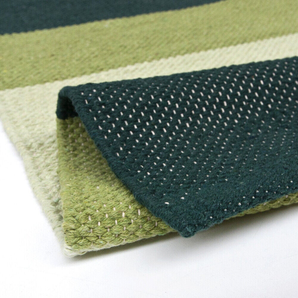Tappeto Cucina Bagno Puro Cotone Morbido Assorbente Scendiletto Intrecciato a Mano Verde 55x280 cm - 6