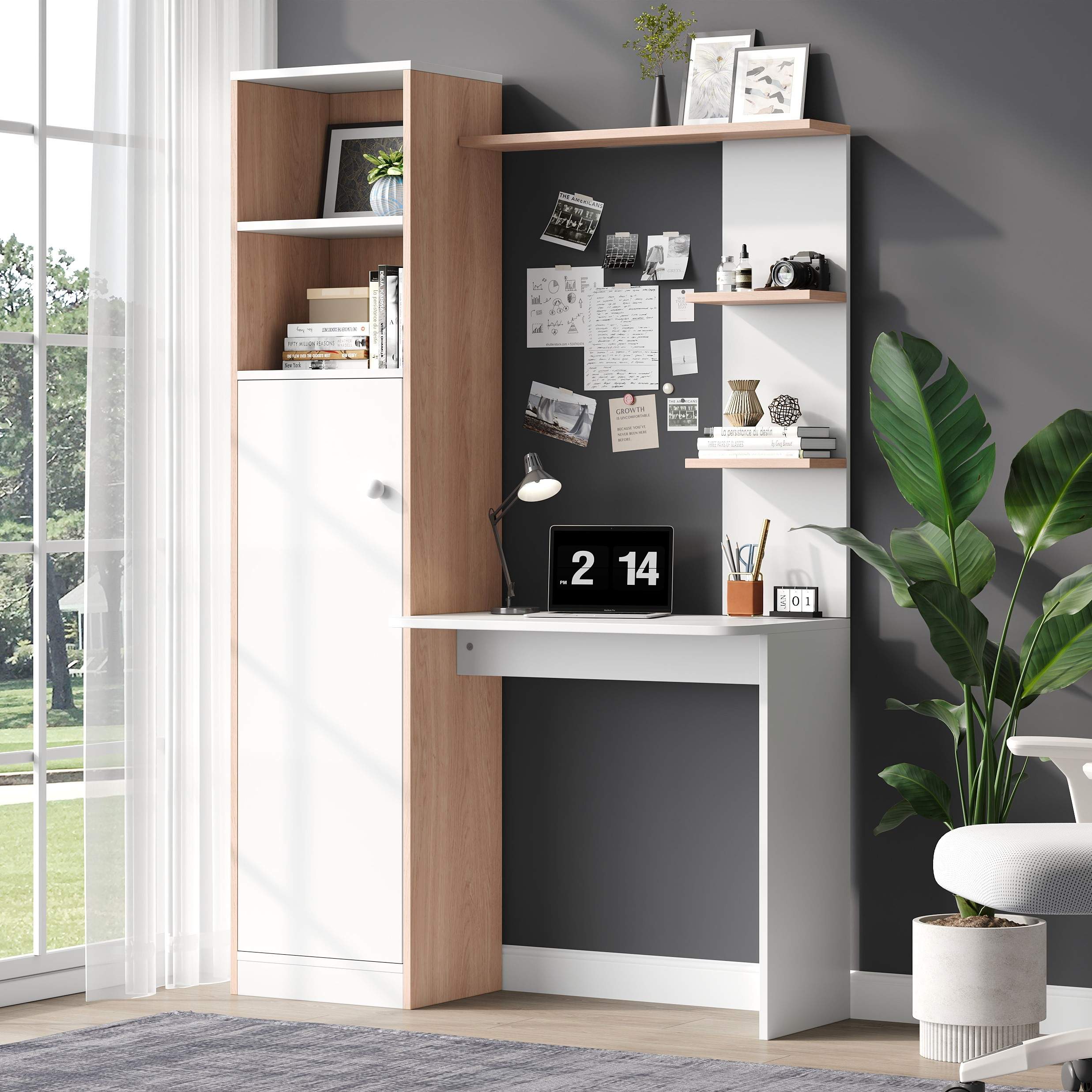 Bureau avec Rangement et Design Moderne – Bureau Blanc avec Détails ...