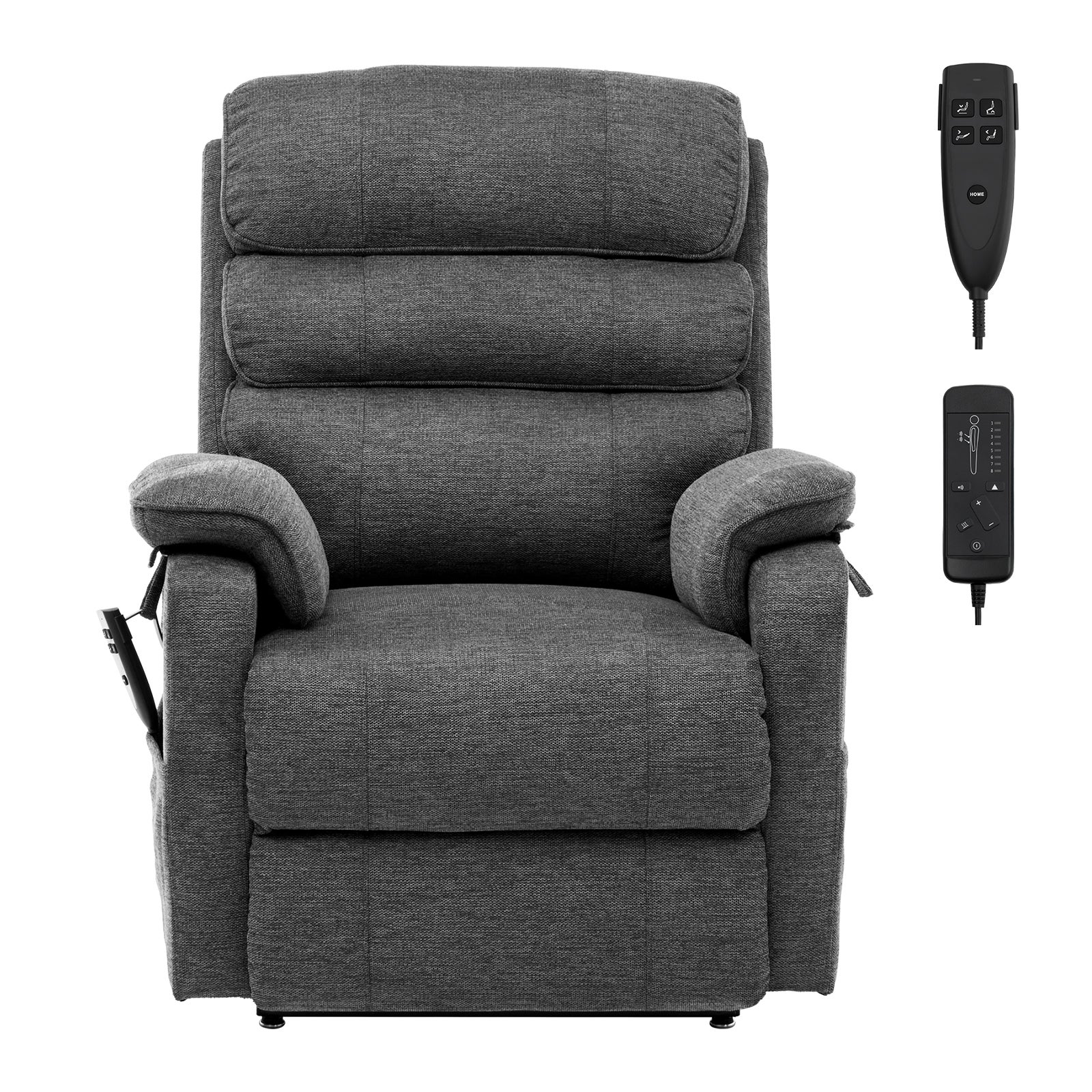 Fauteuil Inclinable Électrique Releveur,VEVOR Chaleur Massage pour Personnes Âgées,Double Moteur,2 Cordes Anti-Chute,Réglage Infini,Gris Foncé,M - 9