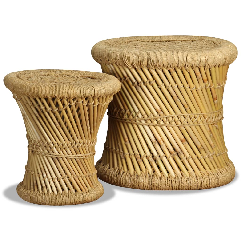 Maison Exclusive - Tabourets lot de 2 Bambou et jute - 4