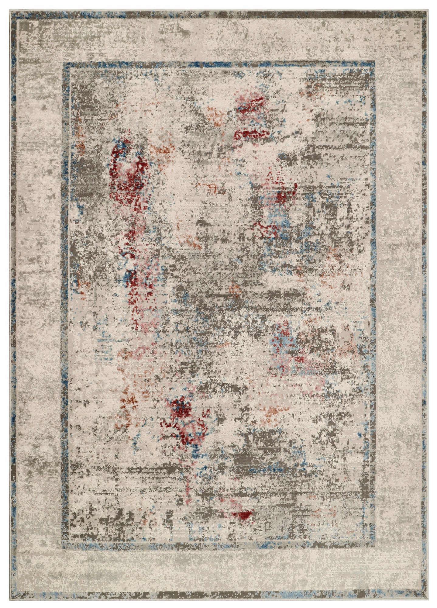 TAPISO Retro Tapis Poil Court Gris Bleu Brun Roux Moucheté Abstrait Salon Chambre OEKO-TEX Résistant 120 x 170 cm - 2