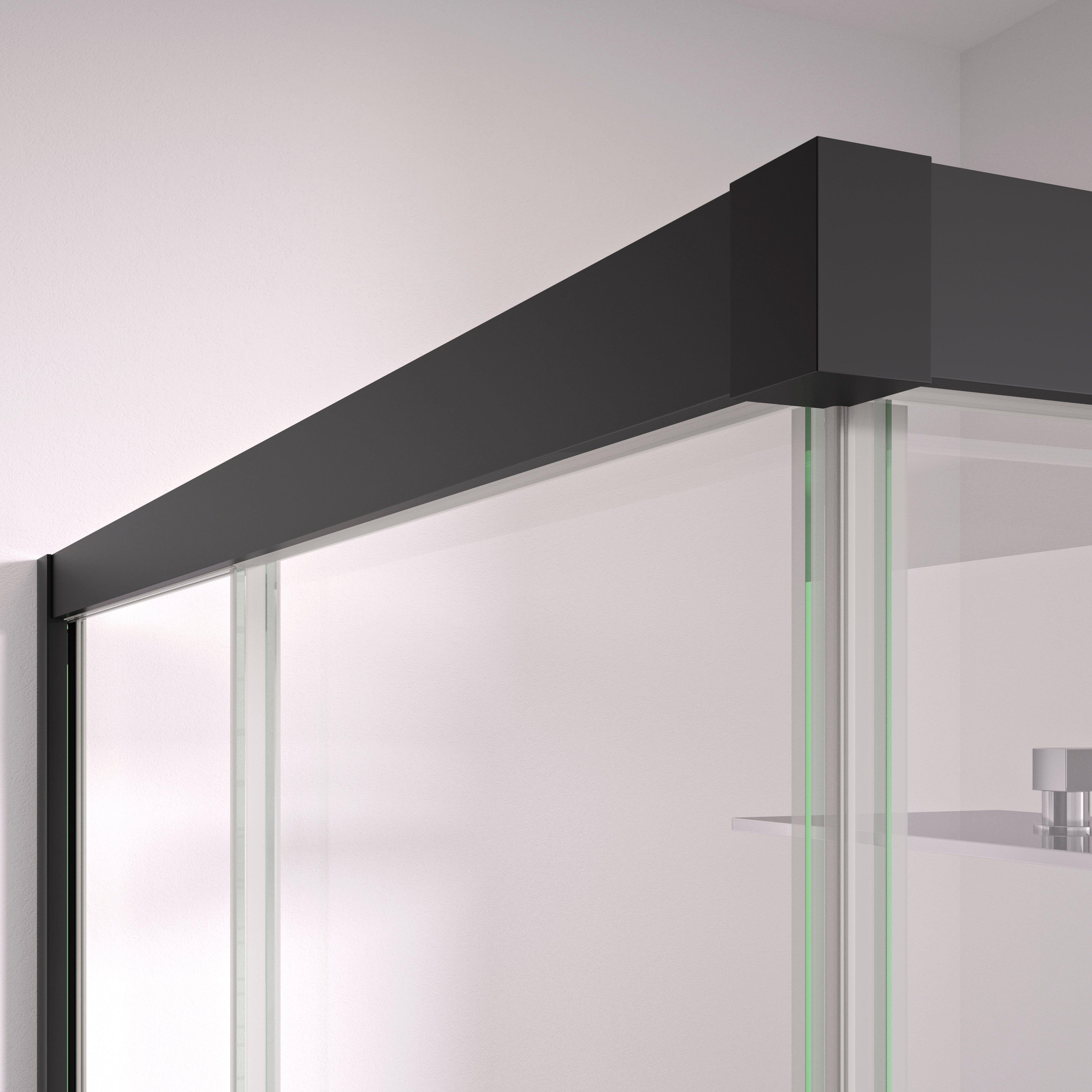 BELLOBATH - Paroi de duche angular com 2 portas deslizantes + 2 fixas - Vidro temperado - Preto - Largura adaptável 67-69 x 137-139 cm - Alto 195 cm - 2