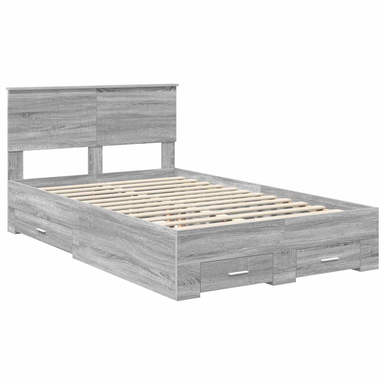 Cadre de lit en panneau de bois gris pour la chambre, 120 × 200 cm - 4