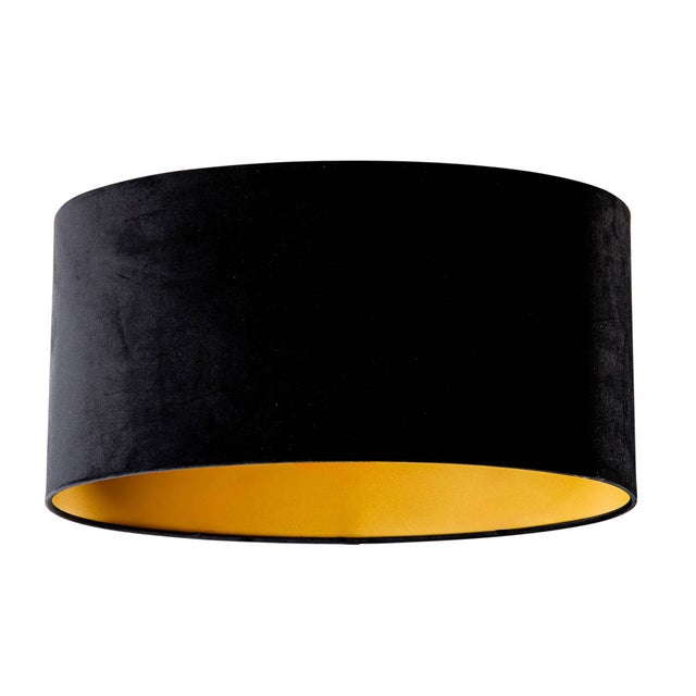 QAZQA Blitz Shade - Suspension Avec Abat-Jour - 1 Lumière - 35 Cm - Noir Et Or - Classique