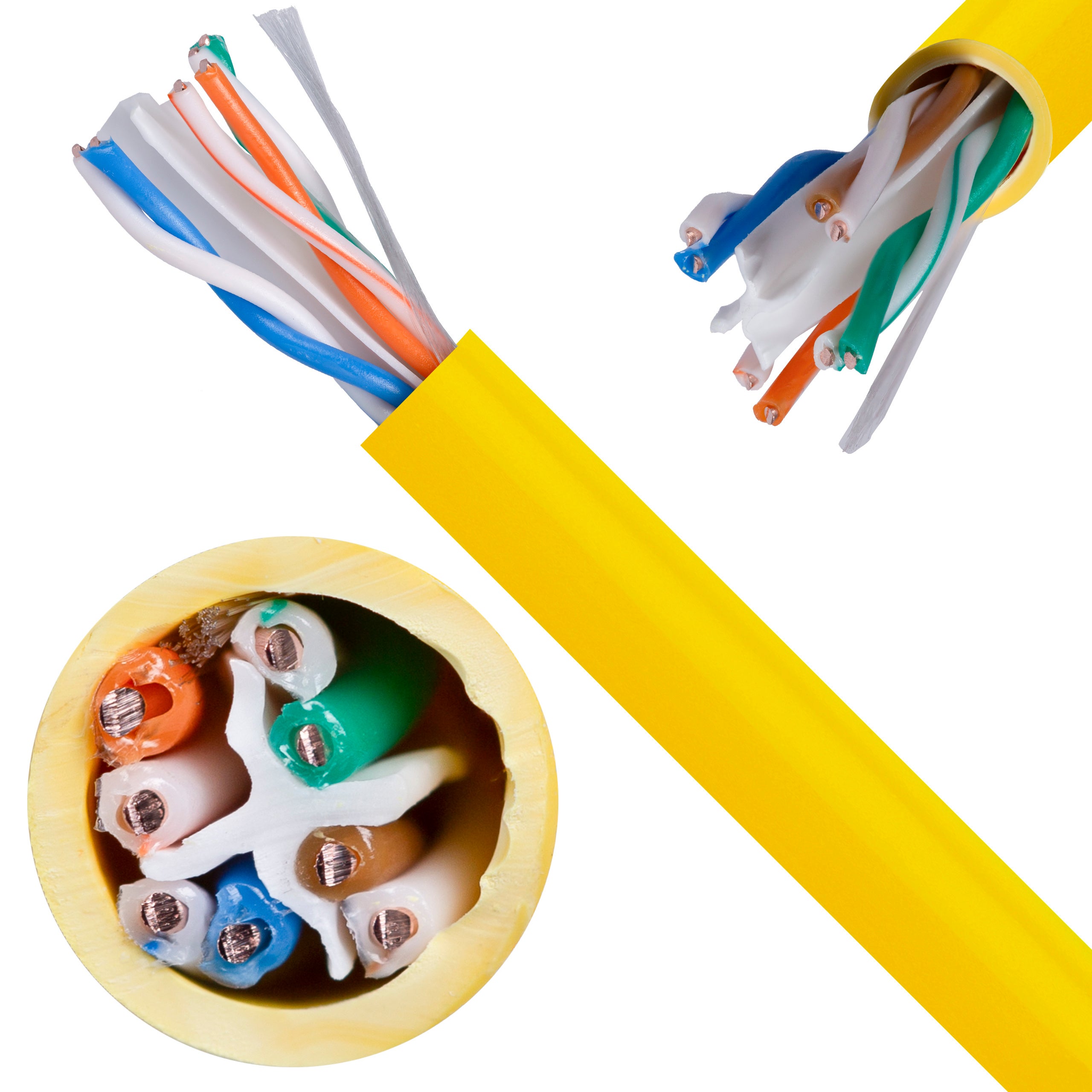 Kabel sieciowy U/UTP kat.6 skrętka 4x2x0,57mm wewnętrzny B2ca bezhalogenowy LSOH żółty Molex 500m