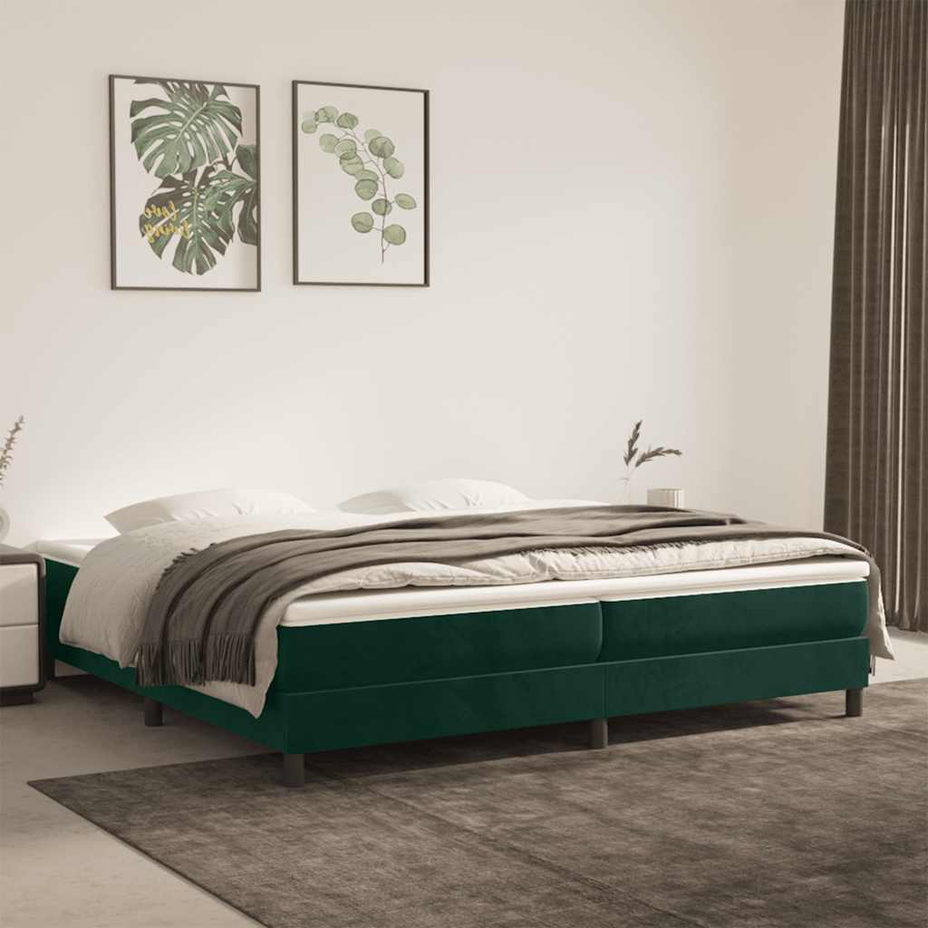 Vidaxl Verde/Oscuro Estructura Estructura De Cama Con Somier Terciopelo 200X200 Cm - Imagen 2