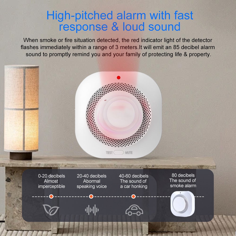 Detector de humo Tuya WiFi, sensor de humo inalámbrico, detección inteligente de 360°, alta sensibilidad, ideal para casas y villas. - 6
