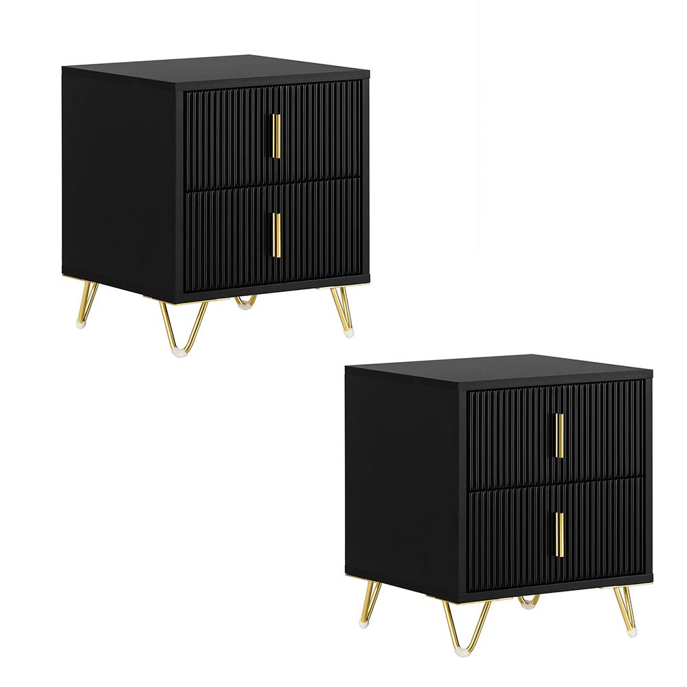 SoBuy Szafka nocna z 2 szufladami Czarny 40x36x47cm Nowoczesny FBT115-SCHX2