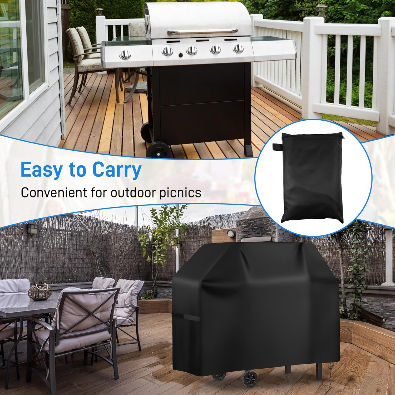 Housse Plancha Exterieur, Housse Barbecue Exterieur Imperméable, Housse Barbecue Gaz, Résistante de 420D Oxford, (132x66x109cm) - 5