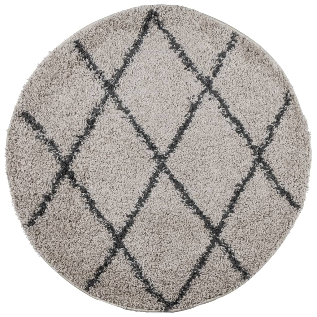 Alfombra de salón | alfombra de pelo largo moderna beige y antracita ø 200 cm cfw66155
