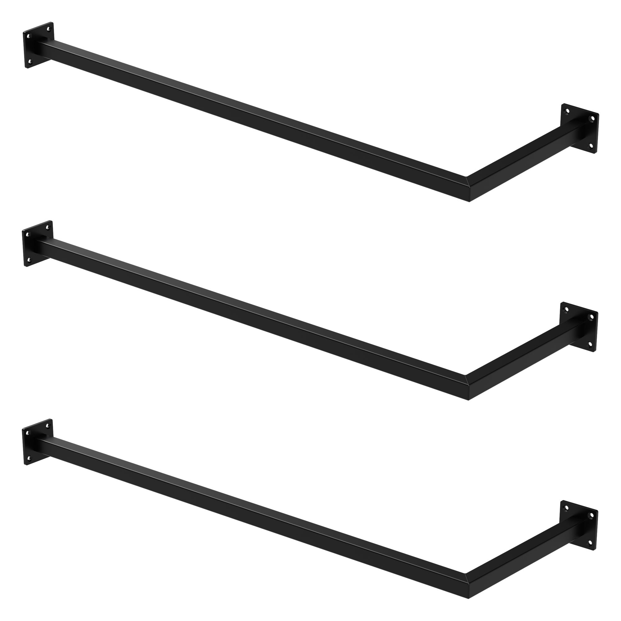 Asta Appendiabiti A Parete 92 Cm – Set Da 4 Con 48 Ganci – Portata 65 Kg – Nero