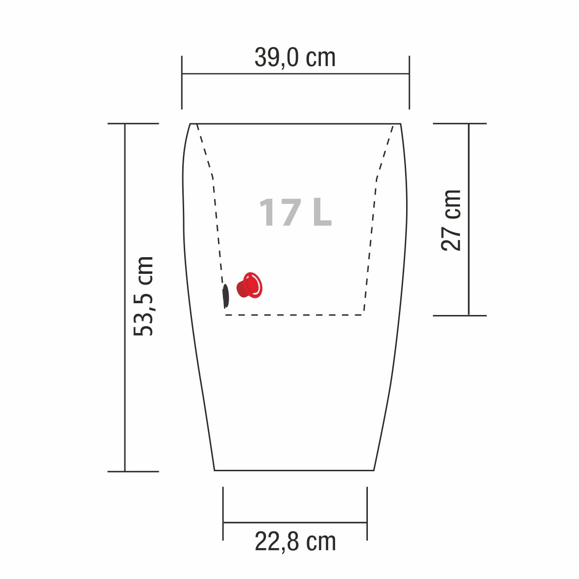 Scheurich Barceo High 54, vase/pot à fleurs/jardinière, cylindrique, coloris: Stony Grey, fabriqué avec du plastique recyclé, pour l’extérieur - 2