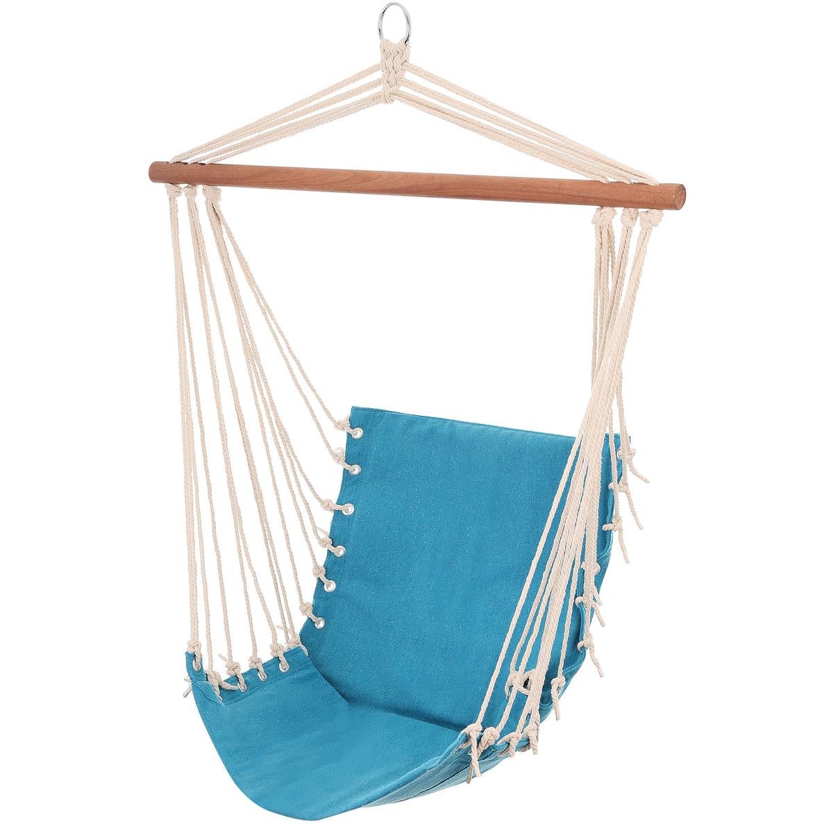 Hamak fotel wiszący brazylijski 100x50 cm Natura z wszytą poduszką chabrowy