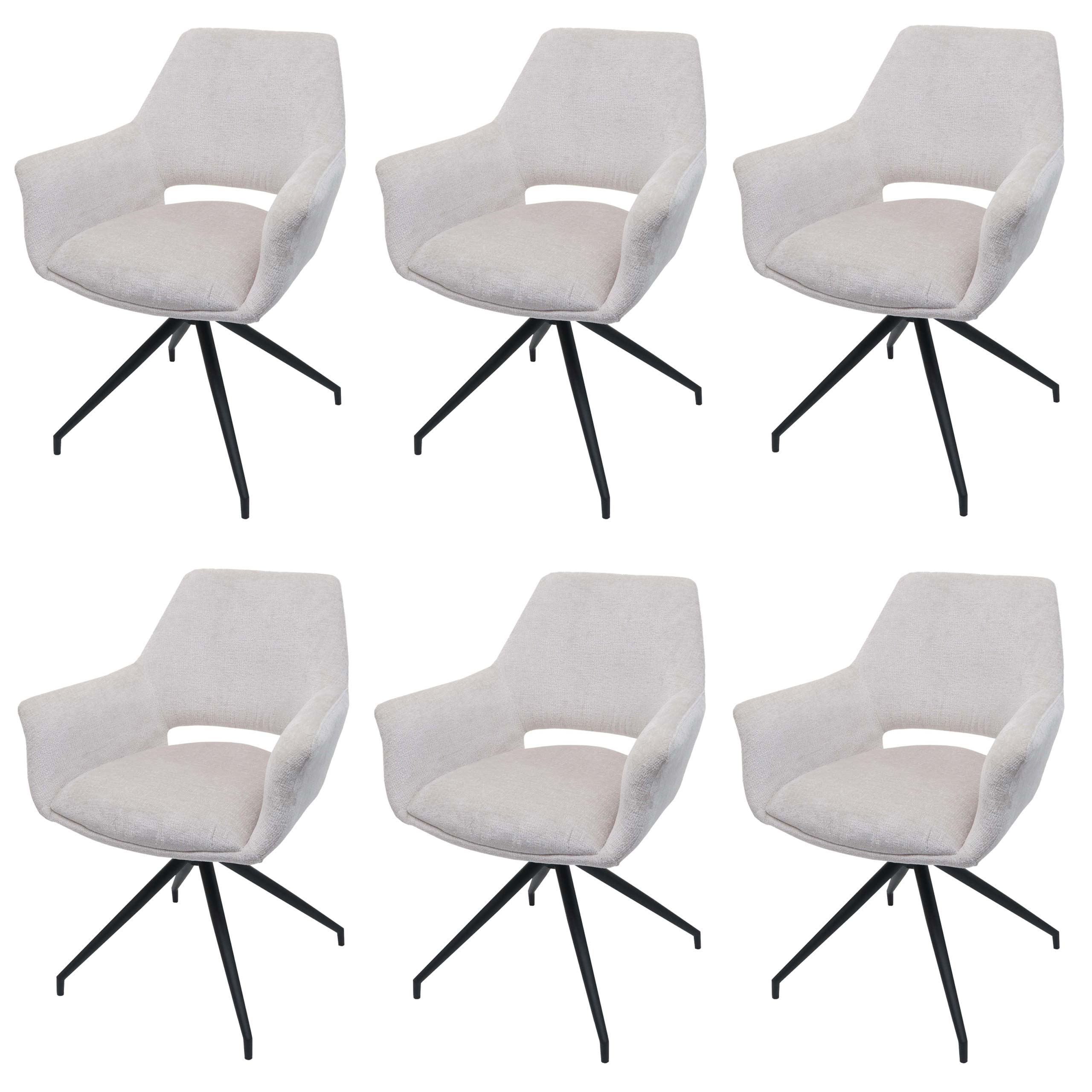 Set 6x sedie poltroncine con seduta girevole braccioli HWC-M53