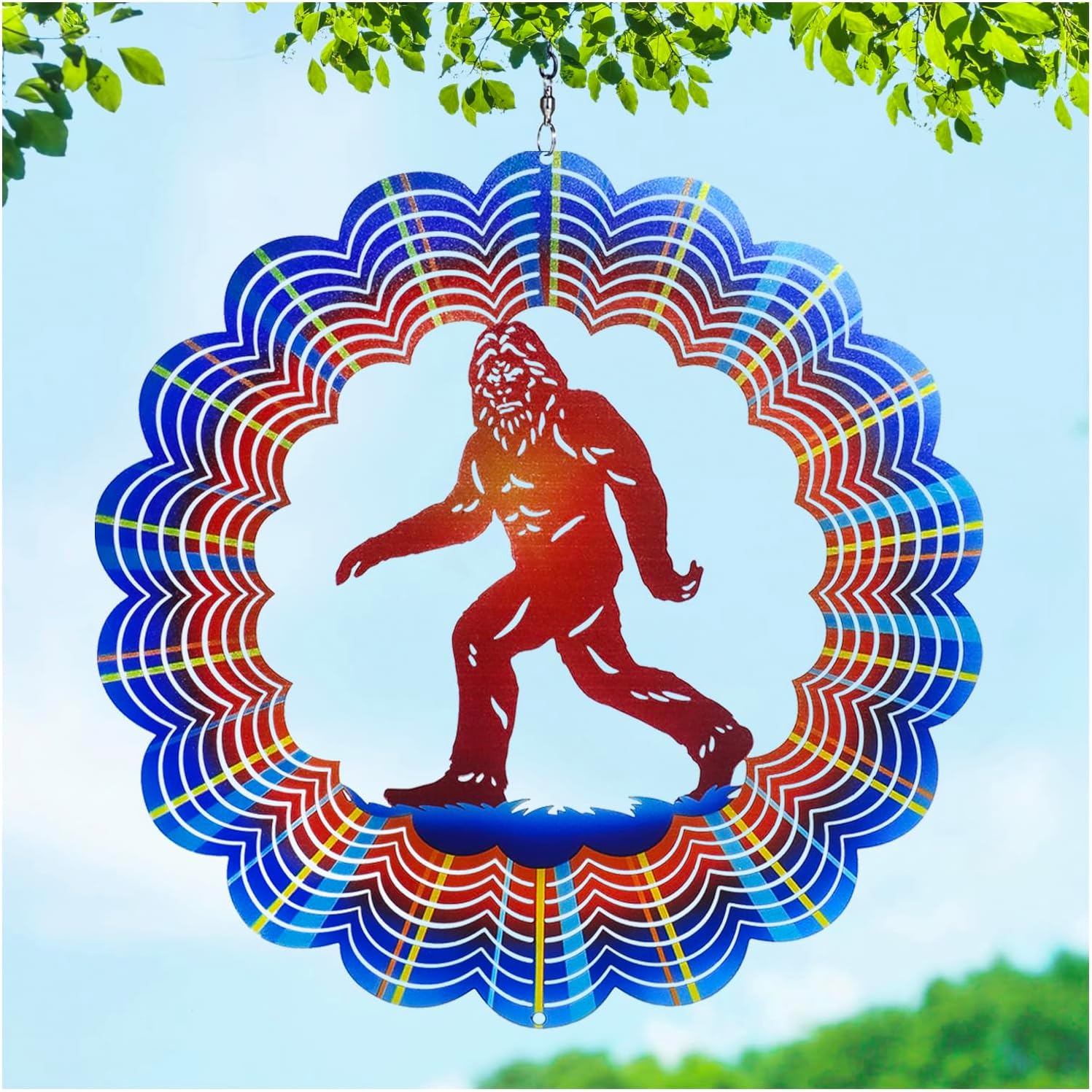 Wiatrak Bigfoot, prezent dla kobiet i mężczyzn, 30 cm, 3D, stal nierdzewna, wiszący metalowy łapacz wiatru, kinetyczna rzeźba do dekoracji wnętrz i n