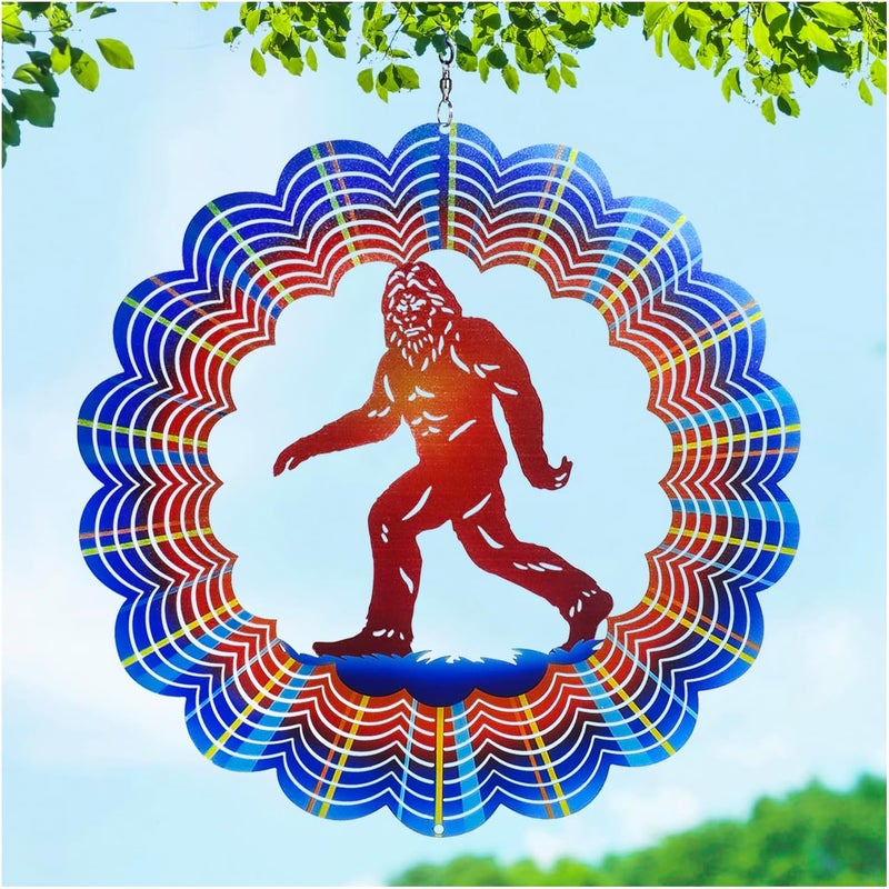 Wiatrak Bigfoot, prezent dla kobiet i mężczyzn, 30 cm, 3D, stal nierdzewna, wiszący metalowy łapacz wiatru, kinetyczna rzeźba do dekoracji wnętrz i n
