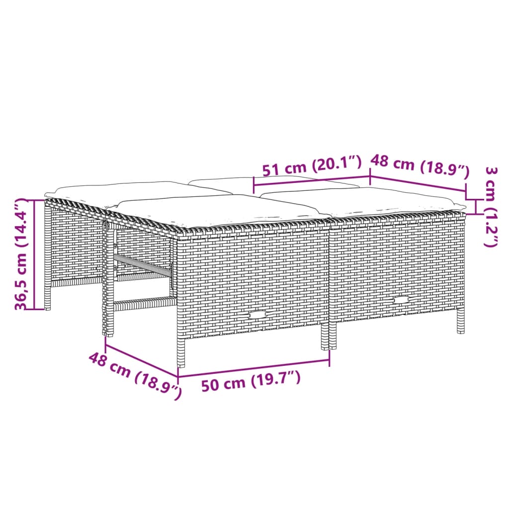 Maison Exclusive - Bancos de jardim com almofadões 4 pcs vime PE bege - 7