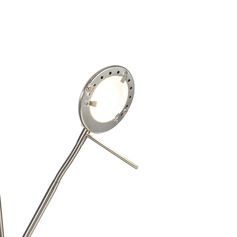 Qazqa moderne lampadaire uplighter avec bras de lecture - Diva - acier, led intégrée 23w incluse, Integrated led, 2000k - 3000k, - 4