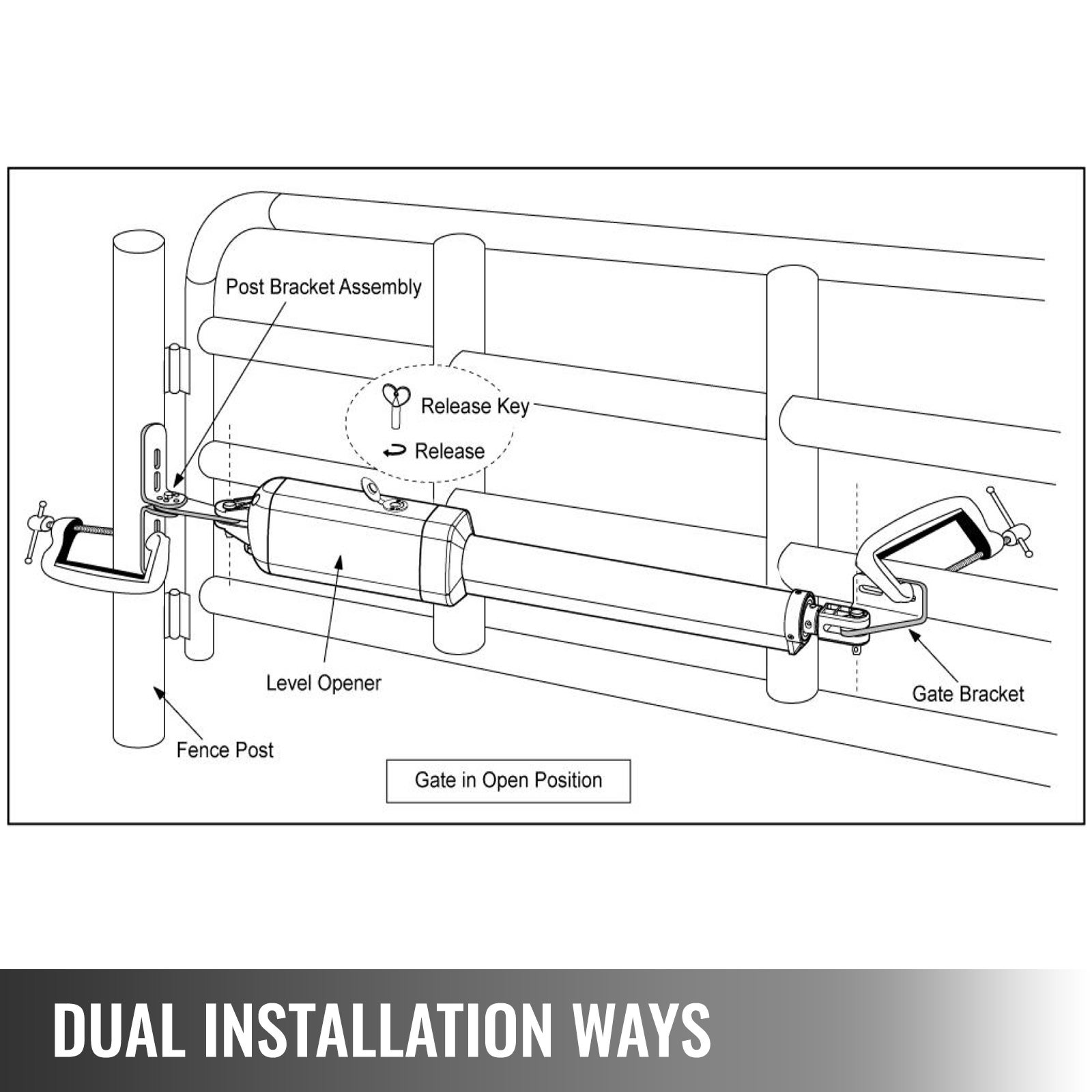 Abridor automático eléctrico,capacidad VEVOR 300kg,abridor de doble hoja,longitud 2,7 m,velocidad 16 mm/s,50W,kit completo a control remoto - 4