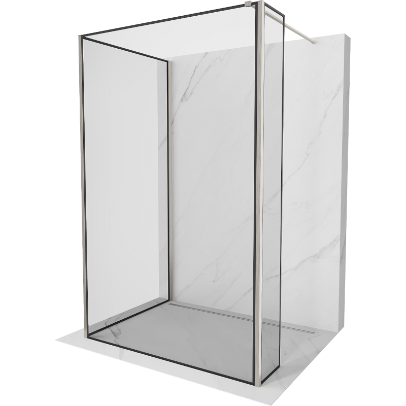 Mexen Kioto ścianka prysznicowa Walk-in 90 x 80 x 40 cm, czarna ramka, nikiel szczotkowany - 800-090-080-221-97-70-040