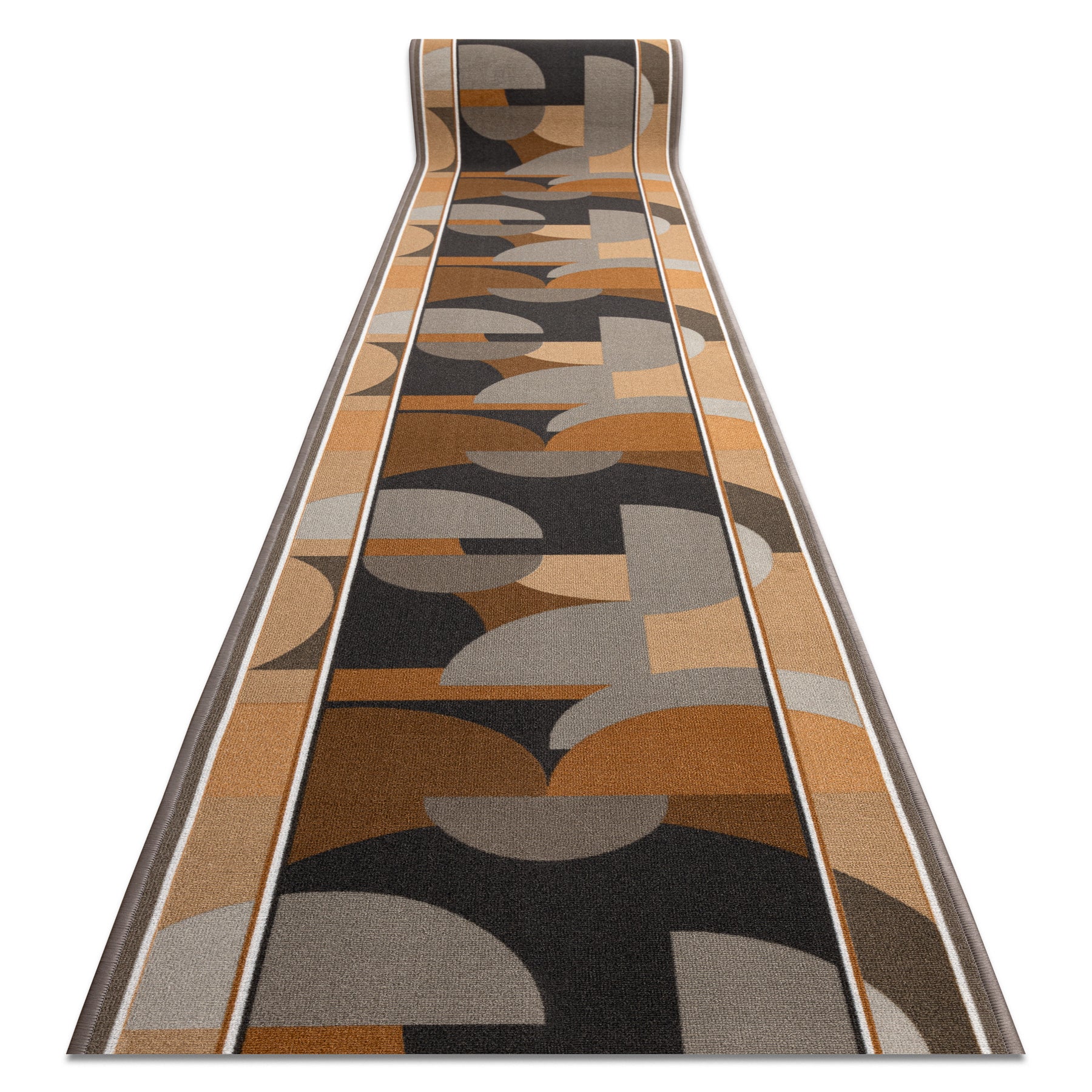 CHODNIK podgumowany MALIS Geometryczny, antypoślizgowy beż 100 cm 100x990 cm