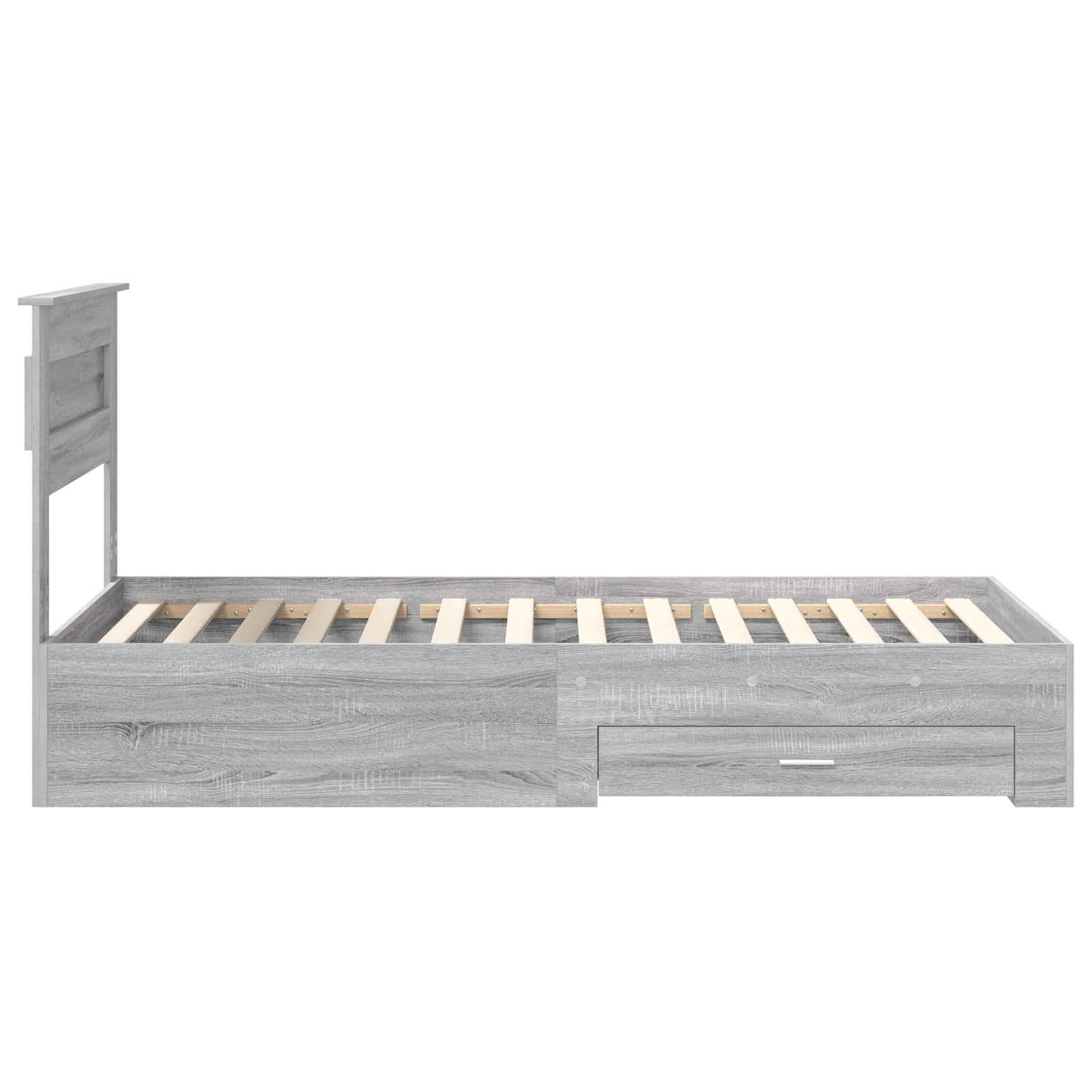 Cadre de lit avec tiroir, gris et argent, pour la chambre, 75 × 190 cm - 8