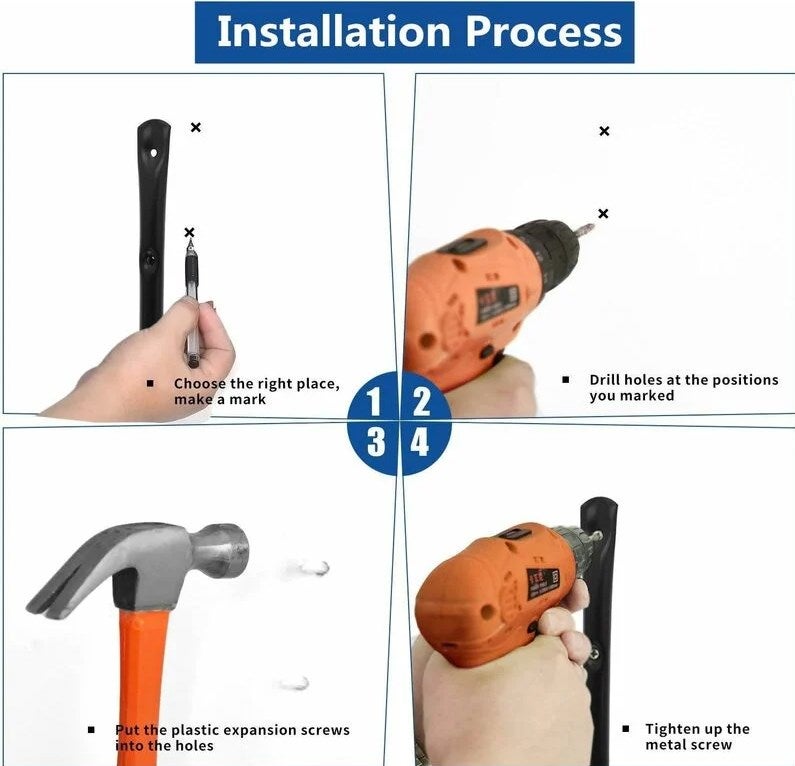 Ganci per garage resistenti, montaggio a parete universale, montaggio a parete a forma di U, ganci per appendere bici, sedie, scale, tubi flessibili - 5