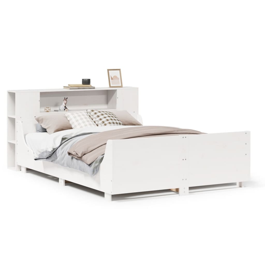 Lit Double Lit Adulte Cadre De Lit Sans Matelas Blanc X Cm Bois De Pin Massif